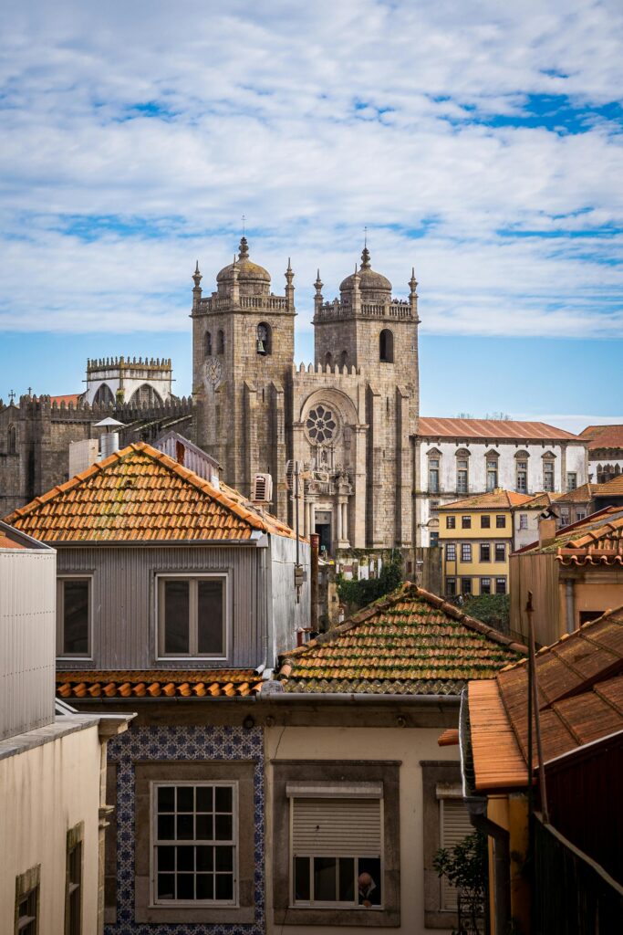 view of porto cathedral among city buildings
